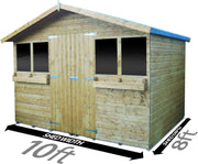 10Ft (3.0M) X 8Ft (2.4M) Garden Shed Summer Shed Timber Shed