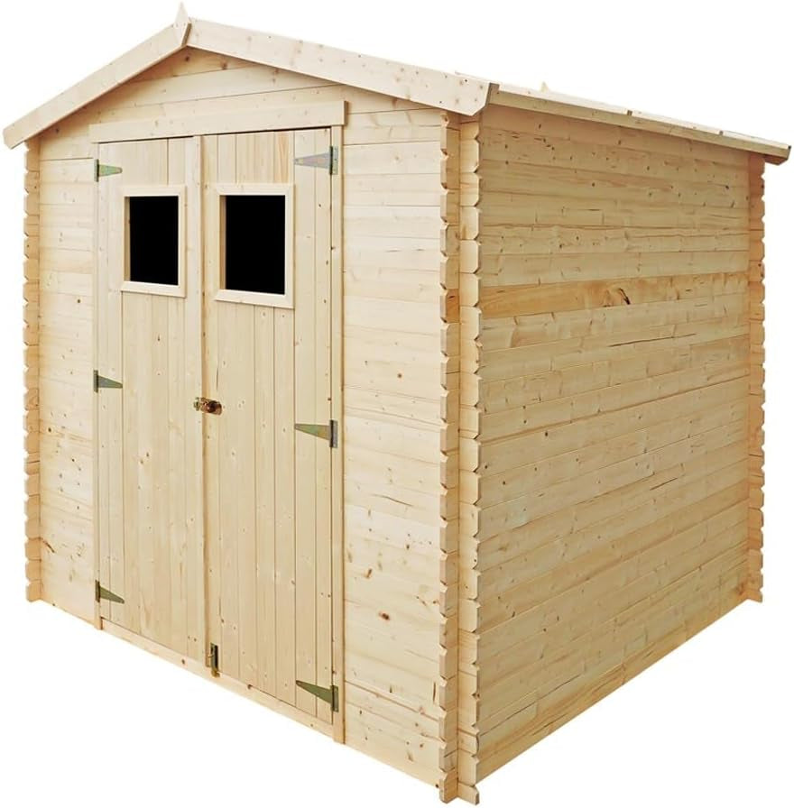 Wooden Garden Shed - Pent Shiplap Wooden Shed 8 X 7 Ft /4.33 M2 - Sheds and Outdoor Storage - Wooden Garden Storage Shed, 19 Mm Planks - Small Shed, Bike Storage, Windows -  M369