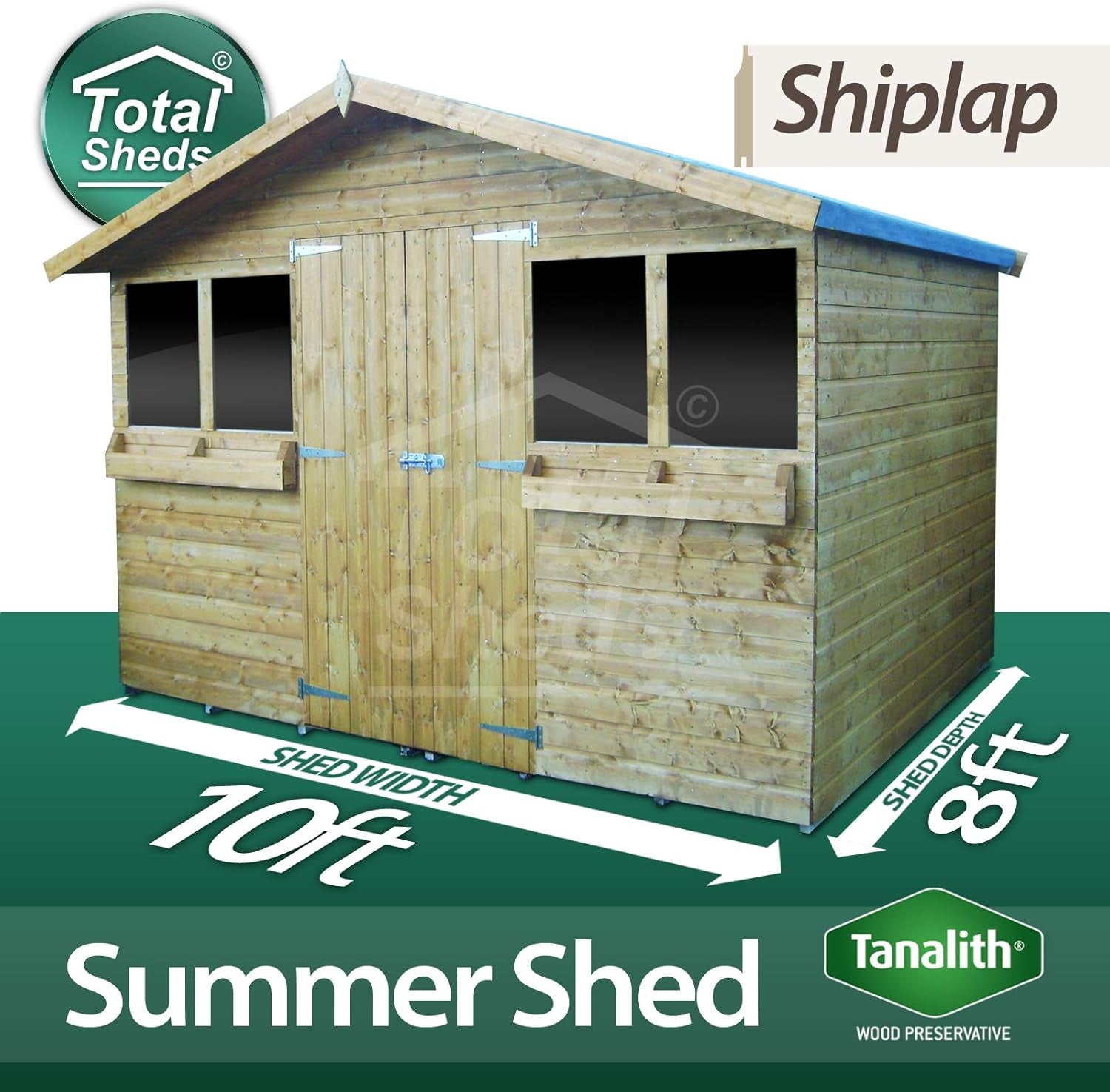 10Ft (3.0M) X 8Ft (2.4M) Garden Shed Summer Shed Timber Shed