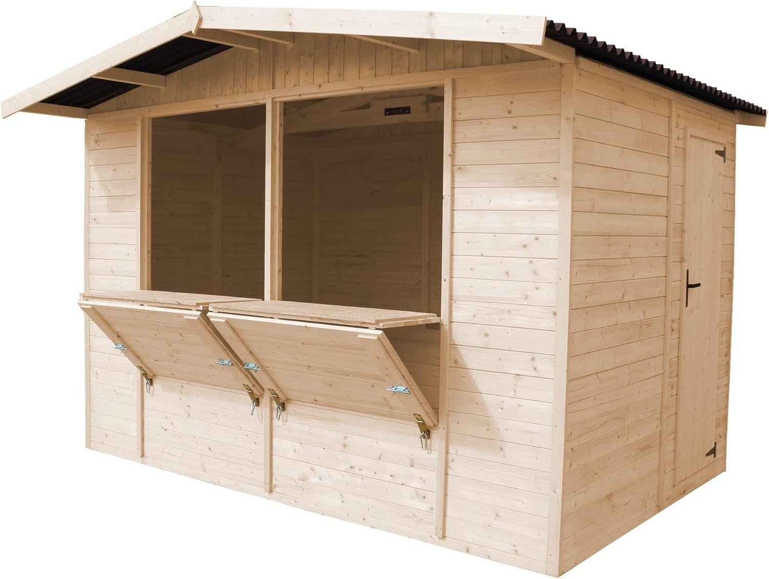 Wooden Market Stall 17Mm Planks, Wooden House Ideal as a Garden Bar or Retail Stand with Counter 263 X 336 Cm, Quality Shiplap Pop-Up Kiosk for Outdoor Events, Easy to Assemble, Dismantle M150
