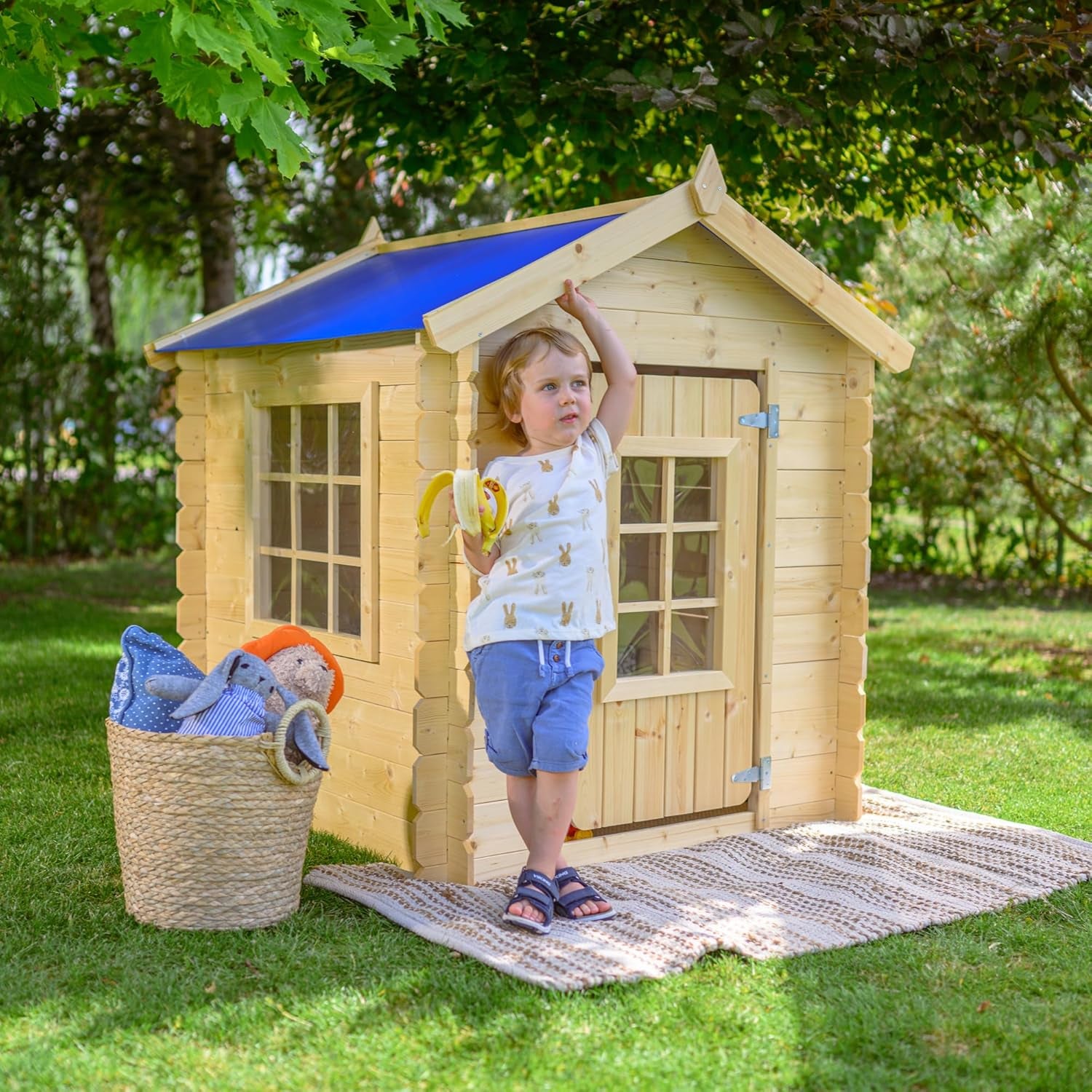 Wooden Playhouse for Kids Outdoor, 19 Mm Planks - Fun Wendy House Outdoor Play - Garden Play House for Kids W111 X D114 X H121 Cm -  M570M