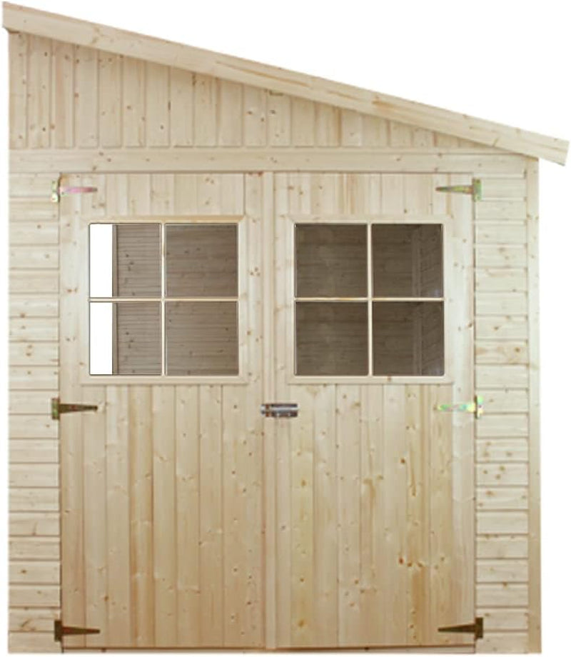 Wooden Garden Shed - Lean-To Shiplap Wooden Shed 7X10 Ft/6M2 - Sheds and Outdoor Storage, 17 Mm Planks - Bike Storage, Garden Outdoor Workshop Space -  M339 (Without Side Wall)