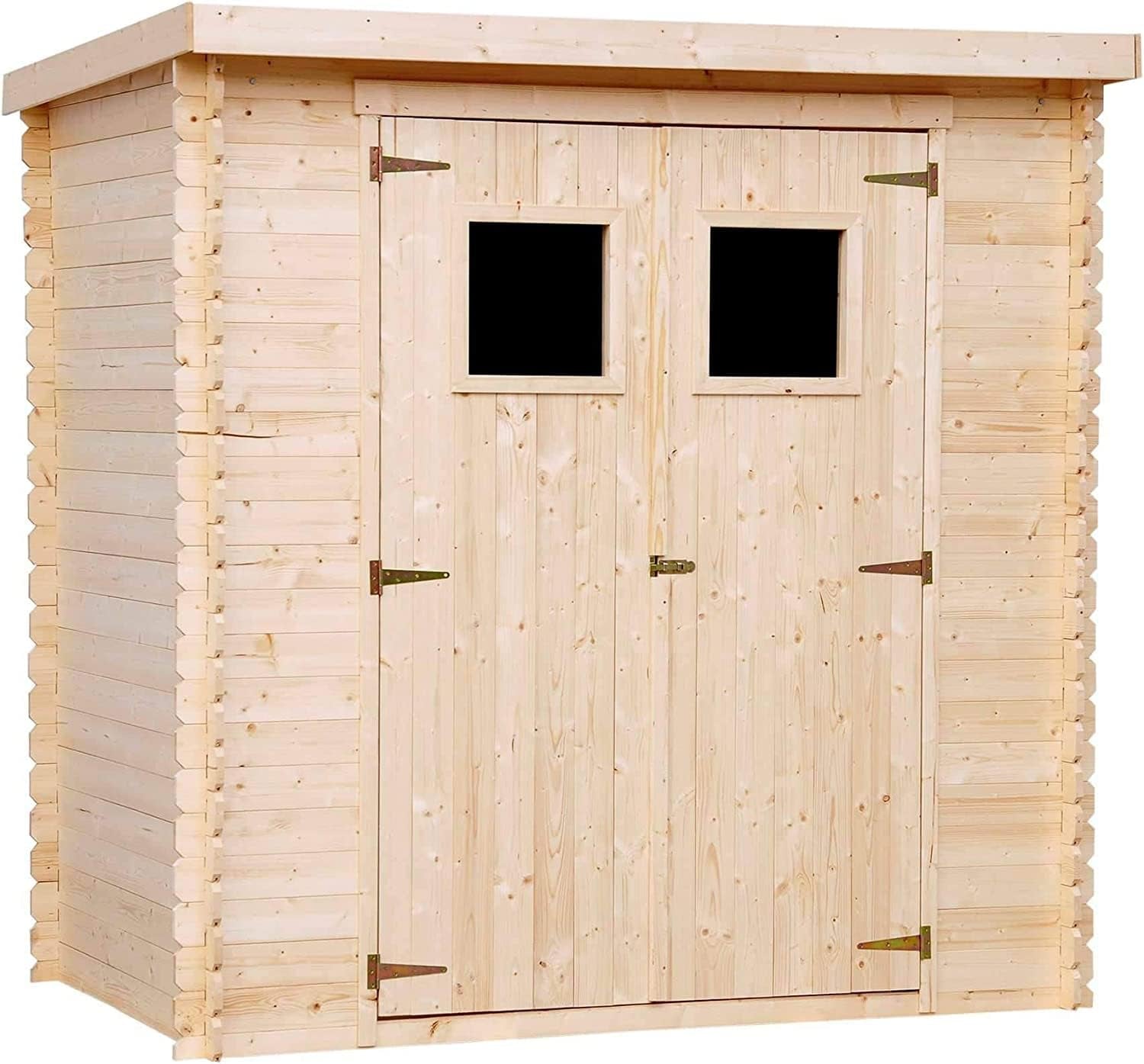 Wooden Garden Shed- Pent Shiplap Wooden Shed H200 X 142 X 204Cm/2.22 M2 - Sheds and Outdoor Storage - Wooden Garden Storage Shed, 19 Mm Planks - Bike Shed, Small Shed, Windows-  M311