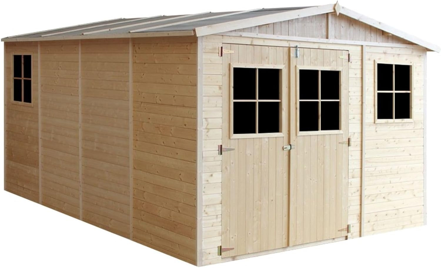 Wooden Garden Shed - Apex Shiplap Wooden Shed with Windows 11X14 Ft/12M2 - Wooden Garden Storage Shed, 17 Mm Planks - Bike Storage, Garden Outdoor Workshop Space -  M336