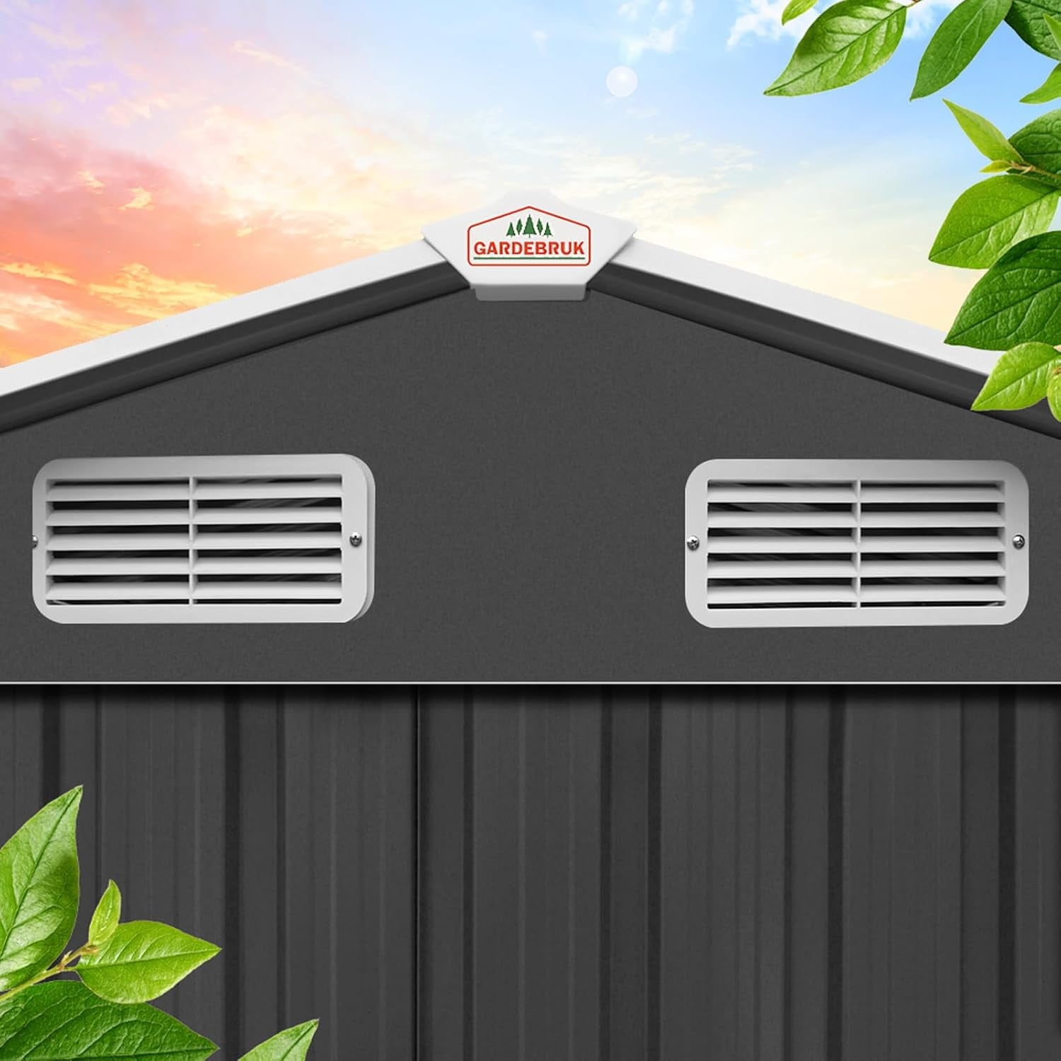® XXL 8X6' Metal Tool Shed with Foundation | 5M² 9M³ | Apex Roof | 260X205X180Cm | Sliding Door | Galvanised Steel Garden Equipment Bike Log Storage | Anthracite