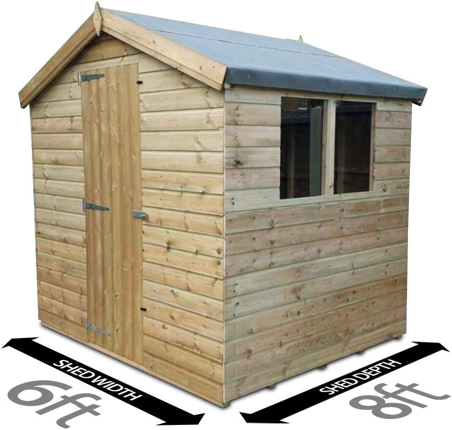 8Ft (2.4M) X 6Ft (1.8M) Shed Apex Shed Garden Shed Timber Shed