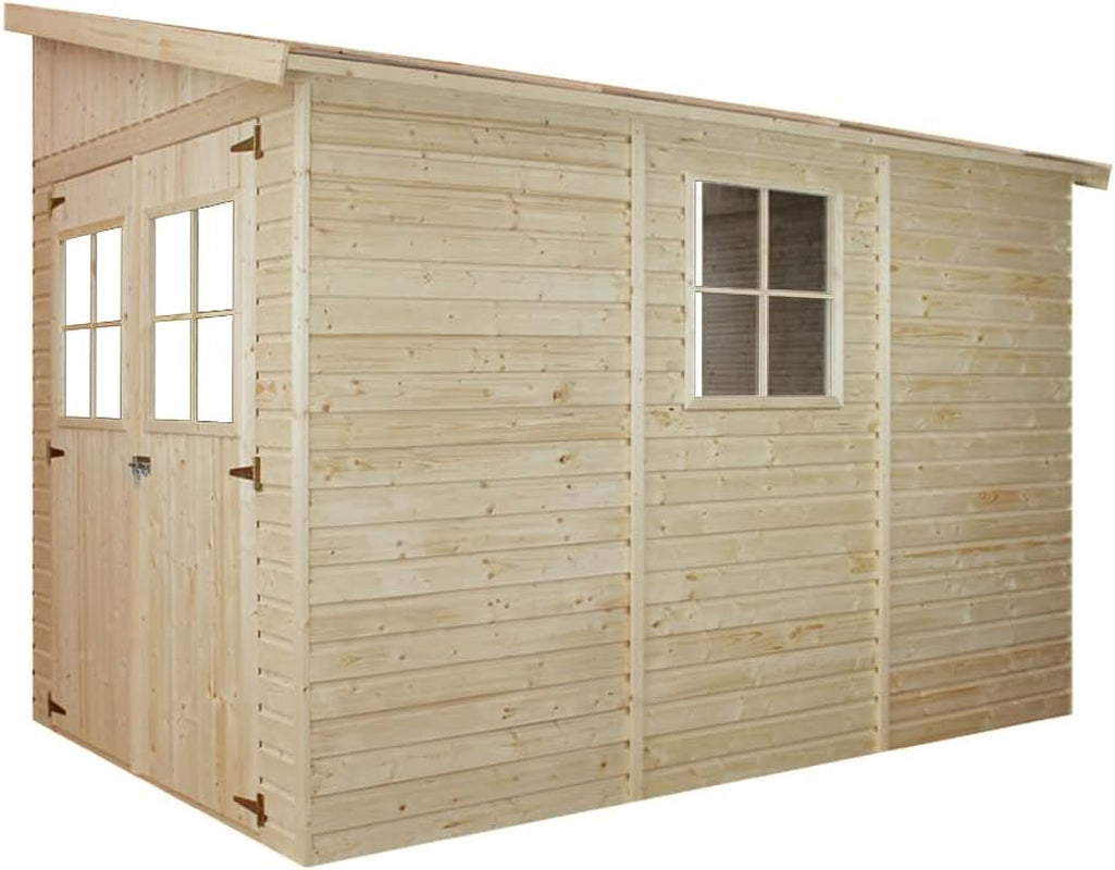 Wooden Garden Shed - Lean-To Shiplap Wooden Shed 7X10 Ft/6M2 - Sheds and Outdoor Storage, 17 Mm Planks - Bike Storage, Garden Outdoor Workshop Space -  M339 (Without Side Wall)