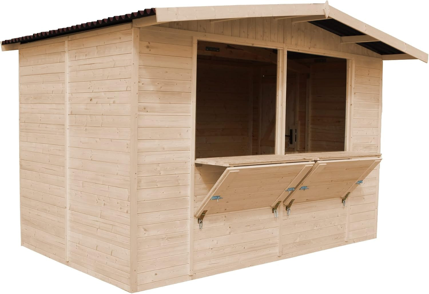 Wooden Market Stall 17Mm Planks, Wooden House Ideal as a Garden Bar or Retail Stand with Counter 263 X 336 Cm, Quality Shiplap Pop-Up Kiosk for Outdoor Events, Easy to Assemble, Dismantle M150